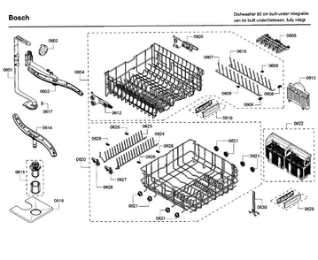 Rack Diagram and Parts List for SHV68R53UC 69 Bosch Dishwasher