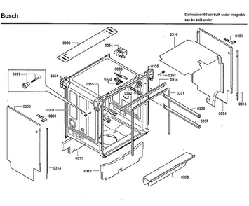 Cabinet Diagram and Parts List for SHX7ER55UC 51 Bosch Dishwasher