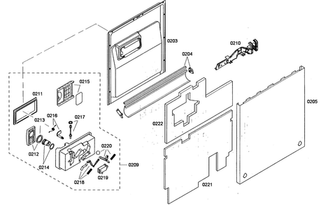 Door Assy Diagram and Parts List for SHV43P13UC 53 Bosch Dishwasher