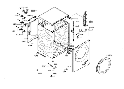 Frame Diagram and Parts List for WAP24202UC 14 Bosch Washer