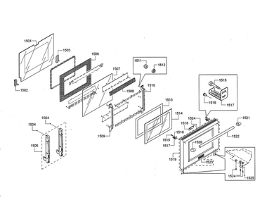 Door Diagram and Parts List for PRD48JDSGU 06 Thermador Range