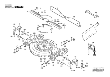 Section 2 Diagram and Parts List for 06016651A9  Bosch Miter Saw