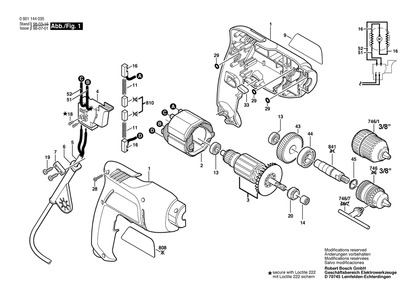 Section 1 Diagram and Parts List for 0601144035  Bosch Drill