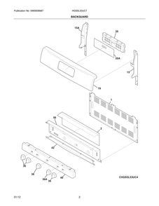 Backguard Diagram and Parts List for HGS5L53UC7  Bosch Range