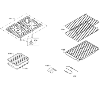 Grates/shelfs Diagram and Parts List for HGS7282UC 01 Bosch Range