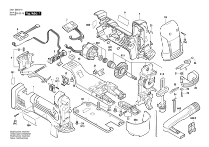 Figure 3 Diagram and Parts List for 3601EB0010 GST18V-60BC Bosch Jig Saw