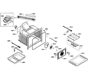 Oven Assy Diagram and Parts List for HGS7052UC 06 Bosch Range