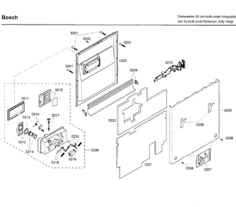 Door Diagram and Parts List for SHV68M03UC 50 Bosch Dishwasher