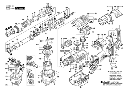 Part Location Diagram of 1619P08323 Bosch Field 220-240v