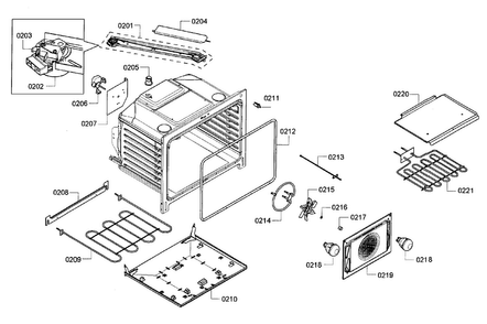 Cavity Diagram and Parts List for HEI7052U 08 Bosch Range