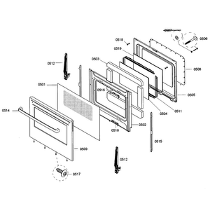 Door Assy Diagram and Parts List for HGS5053UC 05 Bosch Range