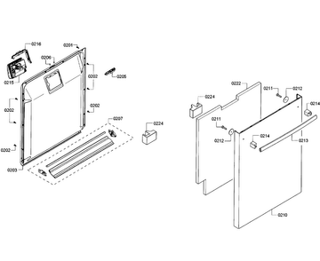 Door Assy Diagram and Parts List for SHX4AT55UC 18 Bosch Dishwasher