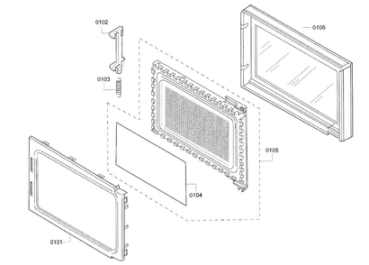Door Diagram and Parts List for HMB5020 01 Bosch Microwave