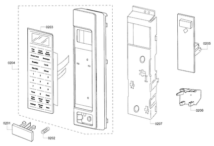 Control Panel Diagram and Parts List for HMB5020 01 Bosch Microwave