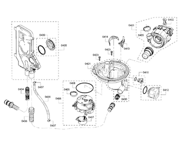 Pump Section Diagram and Parts List for SHP68T55UC 07 Bosch Dishwasher