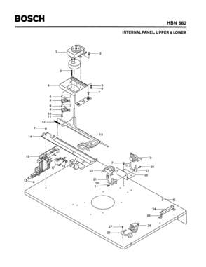 04 - INTERNAL PANEL, UPPER & LOWER Diagram and Parts List for HBN662  Bosch Range