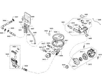 Pump Assy Diagram and Parts List for SHV43R53UC 64 Bosch Dishwasher