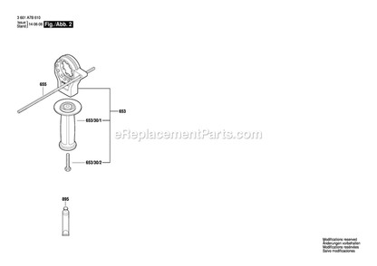 Page 2 Diagram and Parts List for HD19-2 3601A7B610 Bosch Cordless Drill