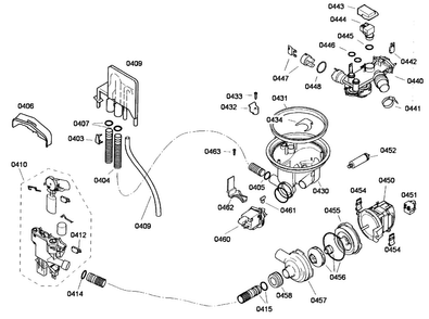 Pump Assy Diagram and Parts List for SRV53C13UC 01 Bosch Dishwasher