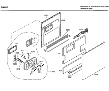 Door Diagram and Parts List for SHU33A06UC 47 Bosch Dishwasher