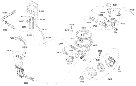Pump Diagram and Parts List for SHE43F06UC 50 Bosch Dishwasher