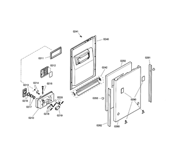 Door Diagram and Parts List for SRV53C03UC 30 Bosch Dishwasher