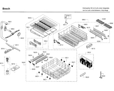Rack Diagram and Parts List for SHV68TL3UC 04 Bosch Dishwasher