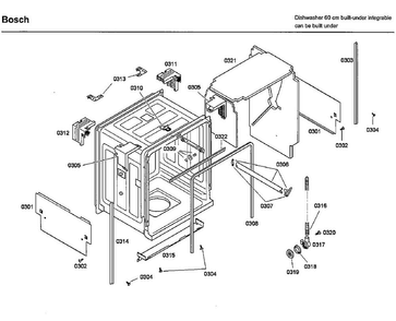 Frame Diagram and Parts List for SHX46L15UC 33 Bosch Dishwasher