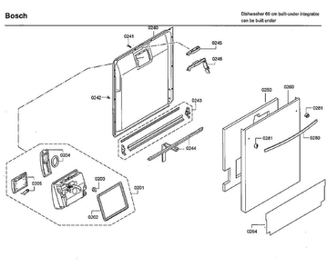 Door Diagram and Parts List for SHX7ER55UC 86 Bosch Dishwasher