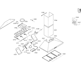 Range Hood Diagram and Parts List for HMCN36FS 01 Thermador Range Hood