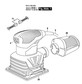 Bosch 7292 (F012729200) Diagram and Parts List for 7292 F012729200 Bosch Orbital or Palm Sander