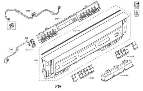 Control Unit/Facia Panel Diagram and Parts List for SHEM63W55N 11 Bosch Dishwasher