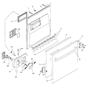 Door Assy Diagram and Parts List for SHU9926UC 12 Bosch Dishwasher