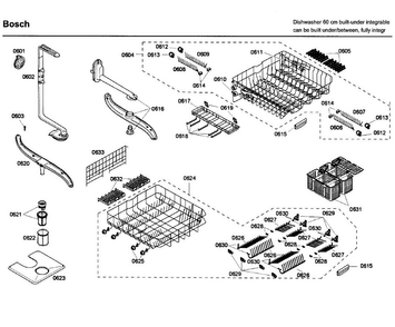 Rack Diagram and Parts List for SHV68M03UC 53 Bosch Dishwasher
