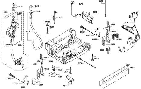 Base Assy Diagram and Parts List for DWHD650GPR 01 Thermador Dishwasher