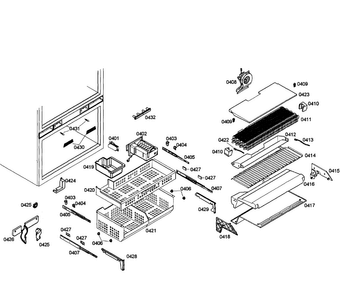 Freezer Diagram and Parts List for T36IT71NNP 12 Thermador Refrigerator