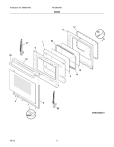 Door Diagram and Parts List for HES3063U6  Bosch Range