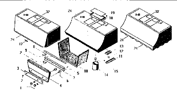 Section 1 Diagram and Parts List for H-67  Thermador Range Hood