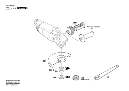 Diagram 2 Diagram and Parts List for GWS14-125 3 601 H50 L64 Bosch Angle Grinder