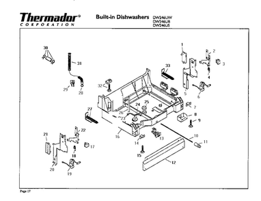 Base Diagram and Parts List for DW246US  Thermador Dishwasher