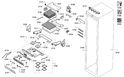 Freezer Assy Diagram and Parts List for T24IR70NSP 43 Thermador Refrigerator