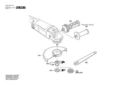 Section 2 Diagram and Parts List for GWS16-180H 3601H561F0 Bosch Angle Grinder
