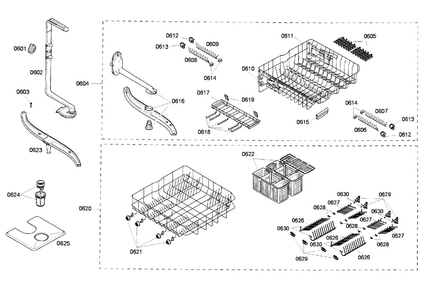 Rack Assy Diagram and Parts List for SHI66A05UC 23 Bosch Dishwasher