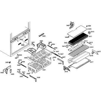 Freezer Diagram and Parts List for T36IT71NNP 09 Thermador Refrigerator