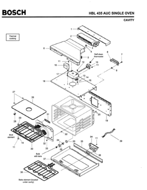 02 - CAVITY Diagram and Parts List for HBL435AUC(FD8202-)  Bosch Wall Oven