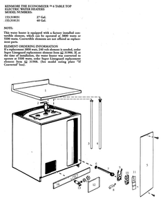 Water Heater Diagram and Parts List for 153318131  Kenmore Water Heater