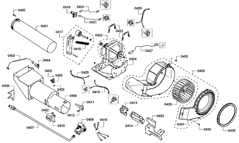 Motor Assy Diagram and Parts List for WTVC853PUC 10 Bosch Dryer