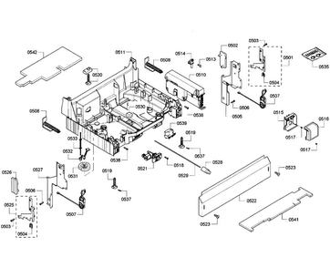 Base Assy Diagram and Parts List for SHV68R53UC 63 Bosch Dishwasher