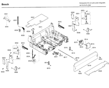 Base Diagram and Parts List for SHX46A05UC 46 Bosch Dishwasher