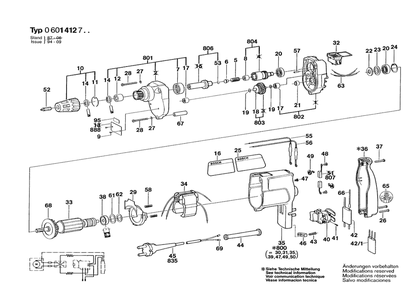 Section 1 Diagram and Parts List for 14127 0601412734 Bosch Screwdriver